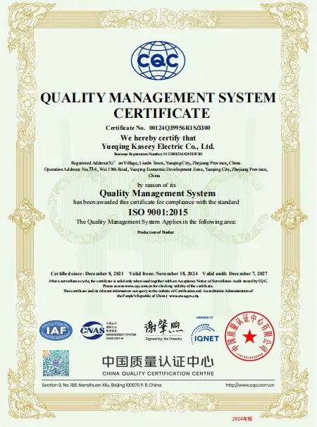 KASEEY ISO 9001 quality management system certificate