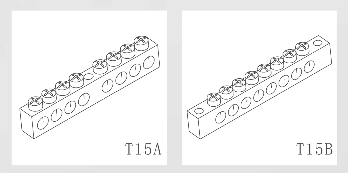 KASEEY Brass Bars T15A and T15B dimension drawing showing L1, L2, M and diameter