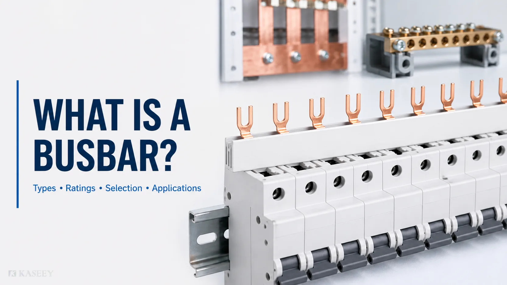 Electrical busbar system map showing modular fork busbars, panel copper bars and neutral-earth distribution